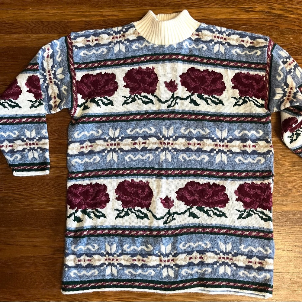 Dana Scott vintage sweater L long cottagecore coquette country roses y2k